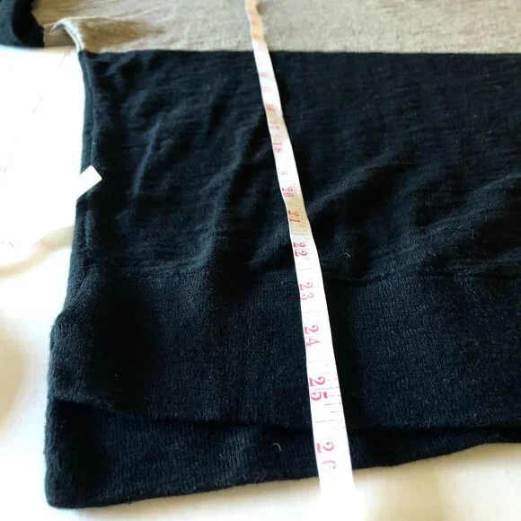 Vince Tan Black Color Block Sweater 100% Cotton Scoop Neck Drop Shoulder Stretch - Picture 12 of 15